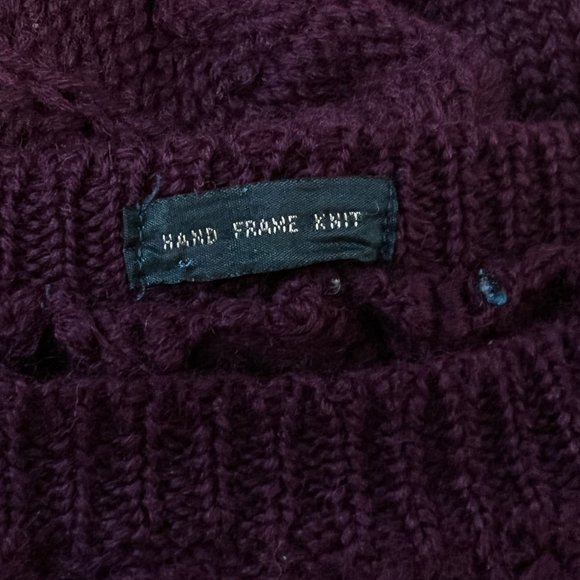 Vintage Hand Made Cable Knit Elbow Batch Oversized Aran Sweater Preppy Academia - Picture 5 of 8